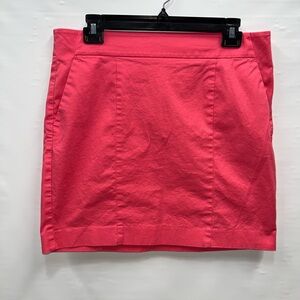 Ann Taylor Skirt Women’s Sz 8 Red Cotton Blend Rear Zip Pockets